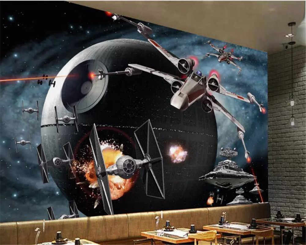 Beibehang Behang Papier Peint Mural 3d Cosmos Wars - Death Star Space Ship - HD Wallpaper 