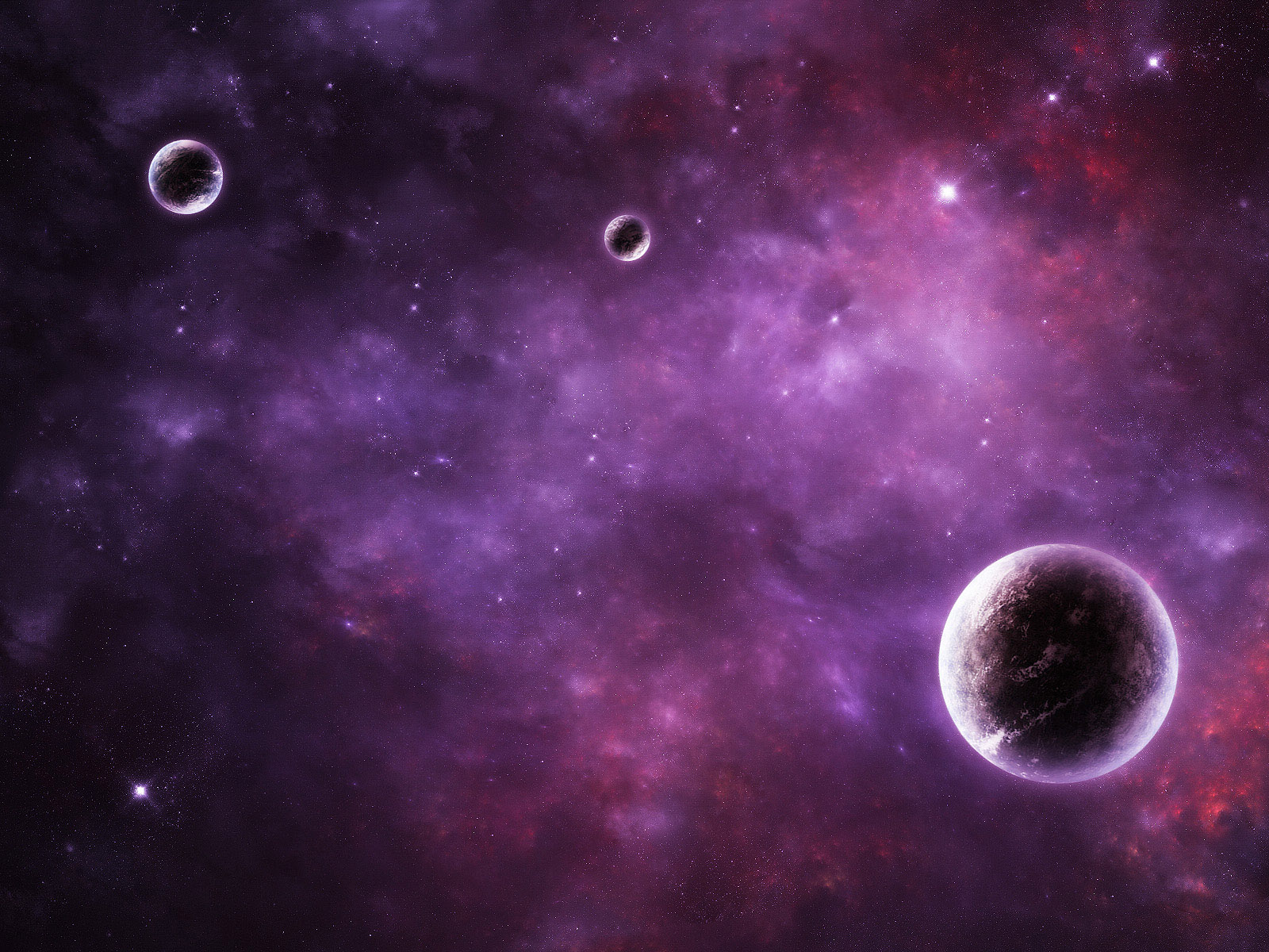 Pink Galaxy With Planets Background - HD Wallpaper 