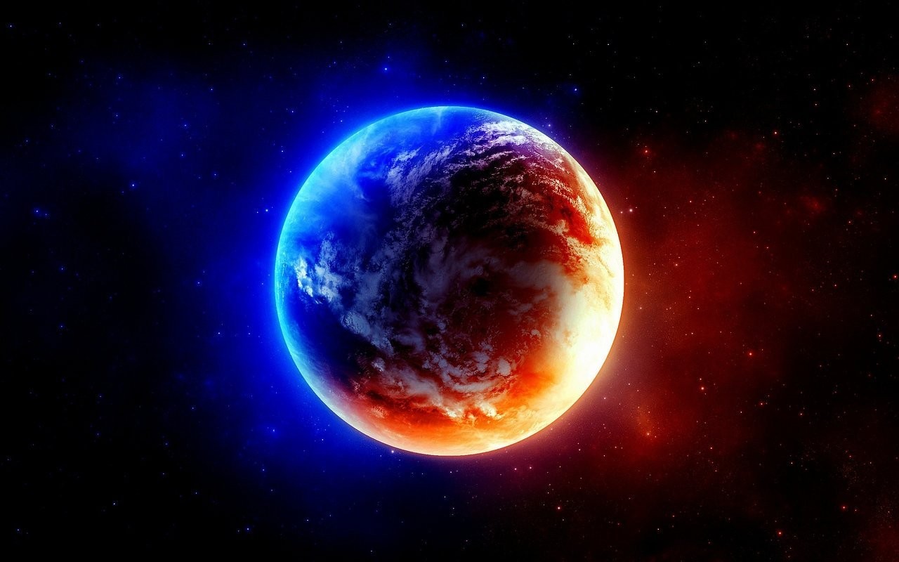 Earth Blue And Red - HD Wallpaper 