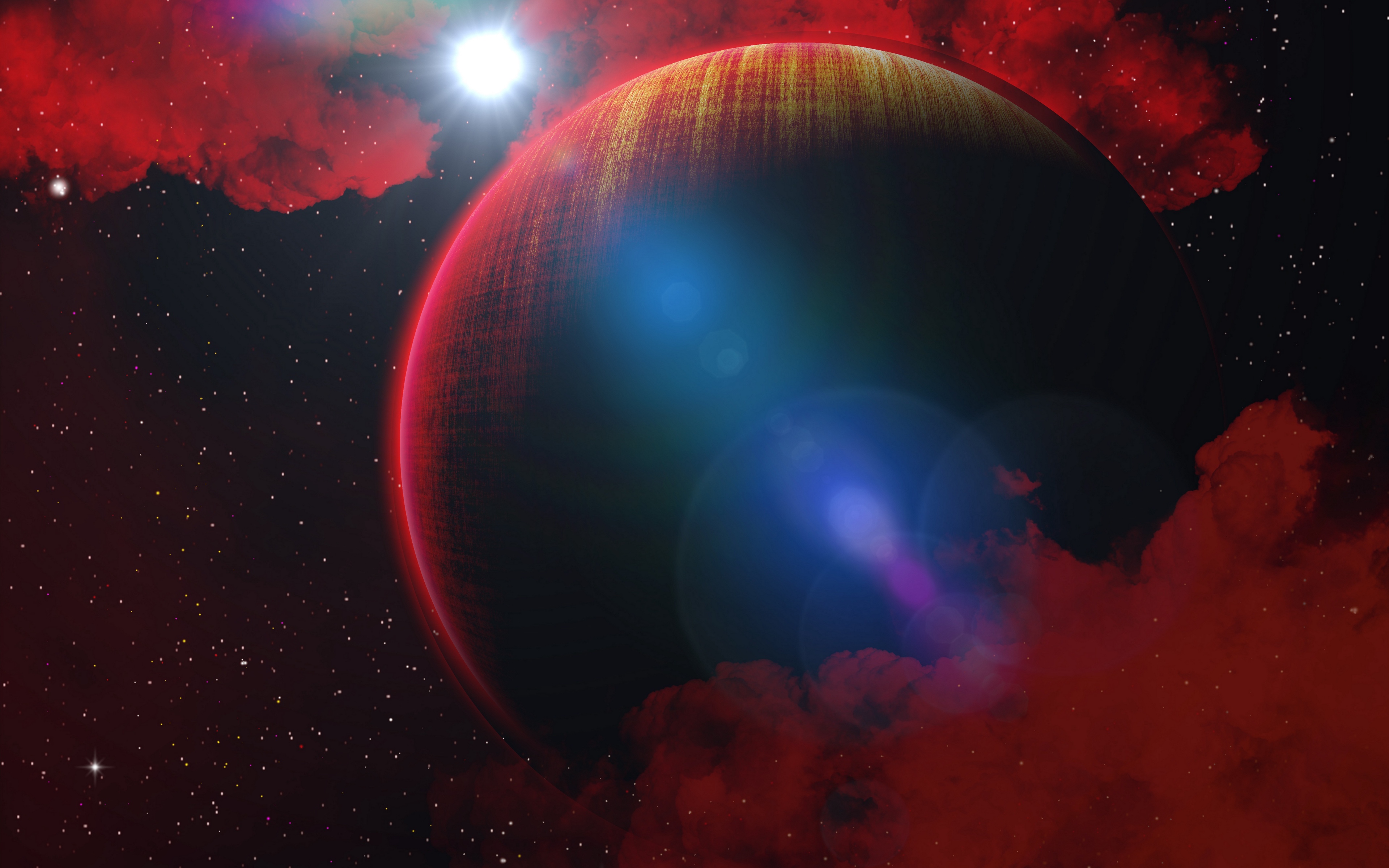 Wallpaper Planet, Red, Fantasy, Star, Space - Blue And Red Wallpaper Planets - HD Wallpaper 