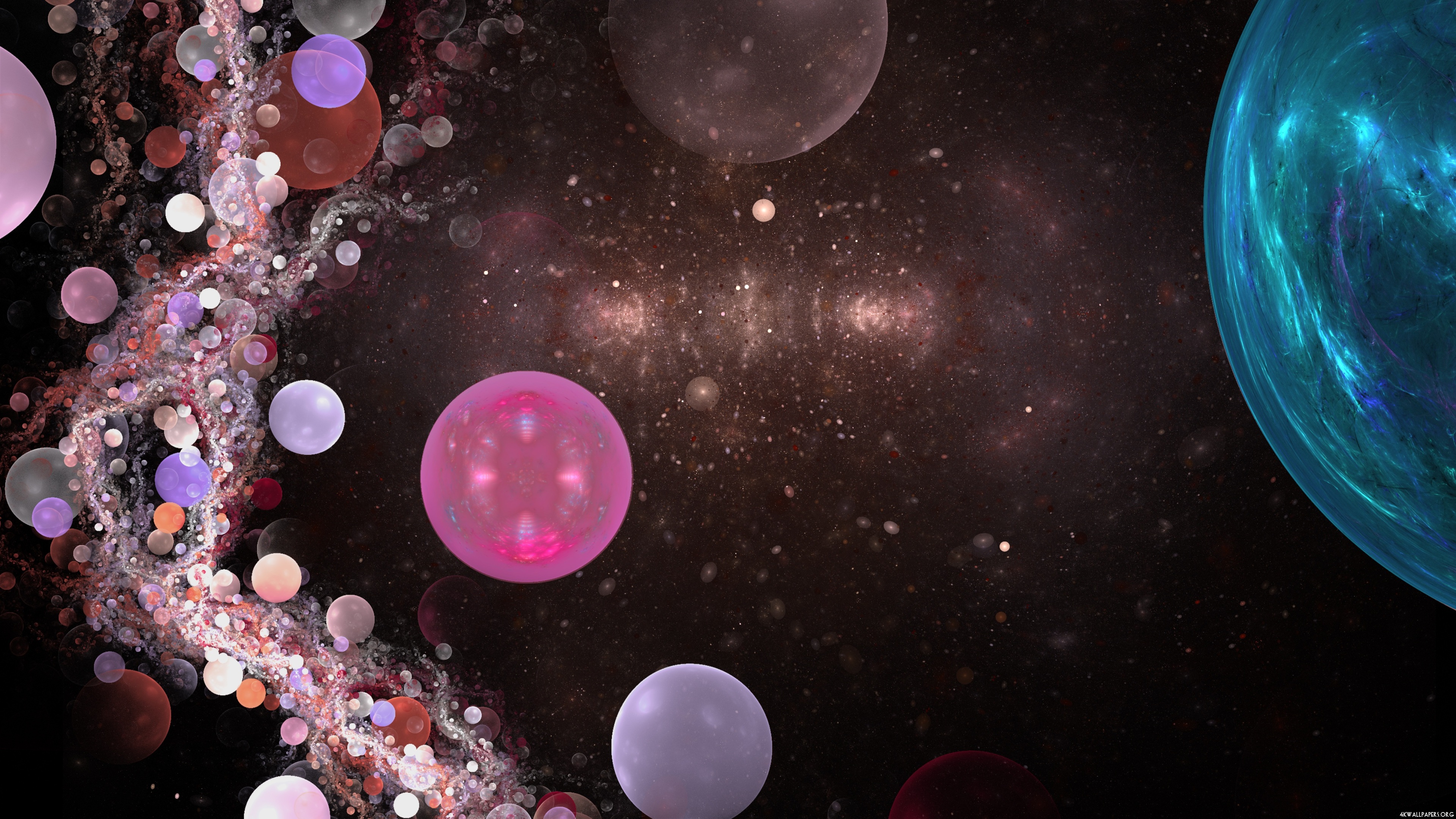 Fractal Planets In Space Wallpaper - Fractal Space - HD Wallpaper 