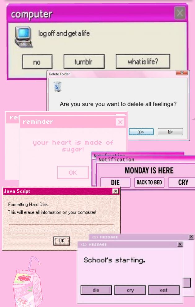 Wallpaper, Background, And Windows Image - Aesthetic Pink Error Message - HD Wallpaper 