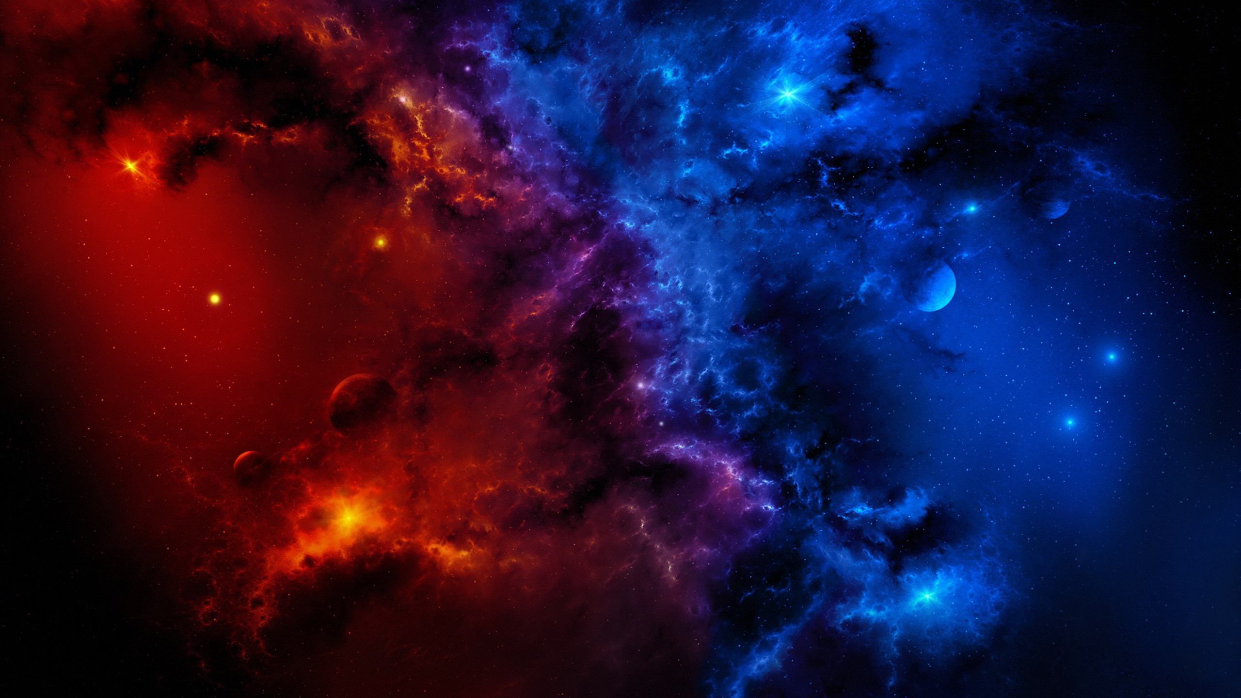 Ultra Hd Deep Space 1920ã 1200 - Red And Blue Galaxy - 2560x1440