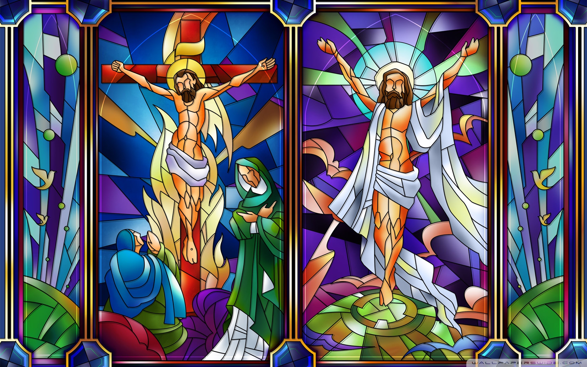 Stained Glass Hd Wallpaper - Stained Glass Passion Of Christ - HD Wallpaper 