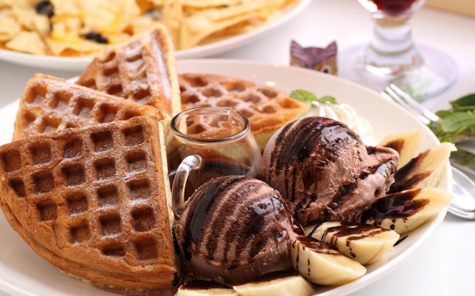 Waffle With Chocolate Ice Cream Wallpaper,photography - These Pictures Will Make You Hungry - HD Wallpaper 