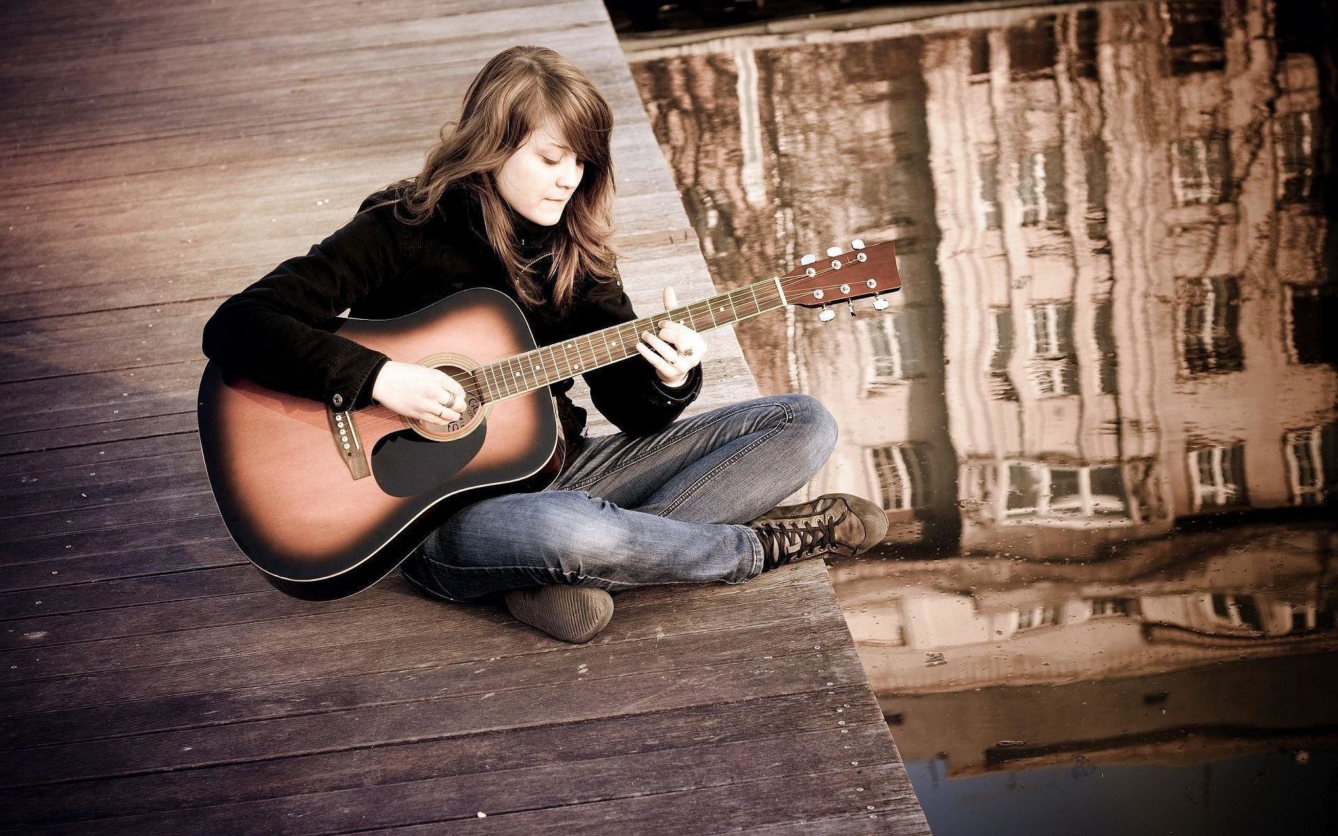 1920x1200, Girl Playing Guitar 
 Data Id 174008 
 Data - Acoustic Guitar Player Girl - HD Wallpaper 