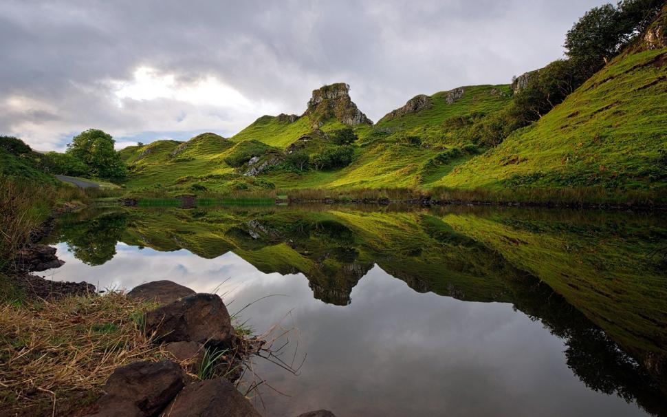 Landscape, Nature, Scotland, Skye, Hill, Reflection, - Fairy Glen - HD Wallpaper 