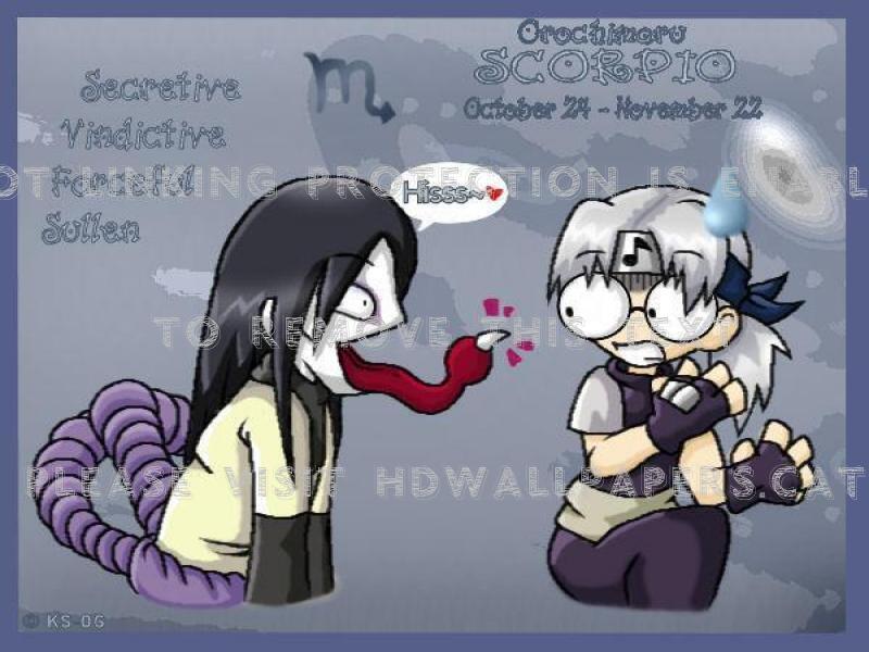 Chibi Naruto Horoscopes Scorpio Orochimaru - Cartoon - HD Wallpaper 