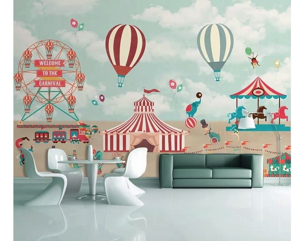 Kids Room Wallpaper Circus Wall Mural - HD Wallpaper 