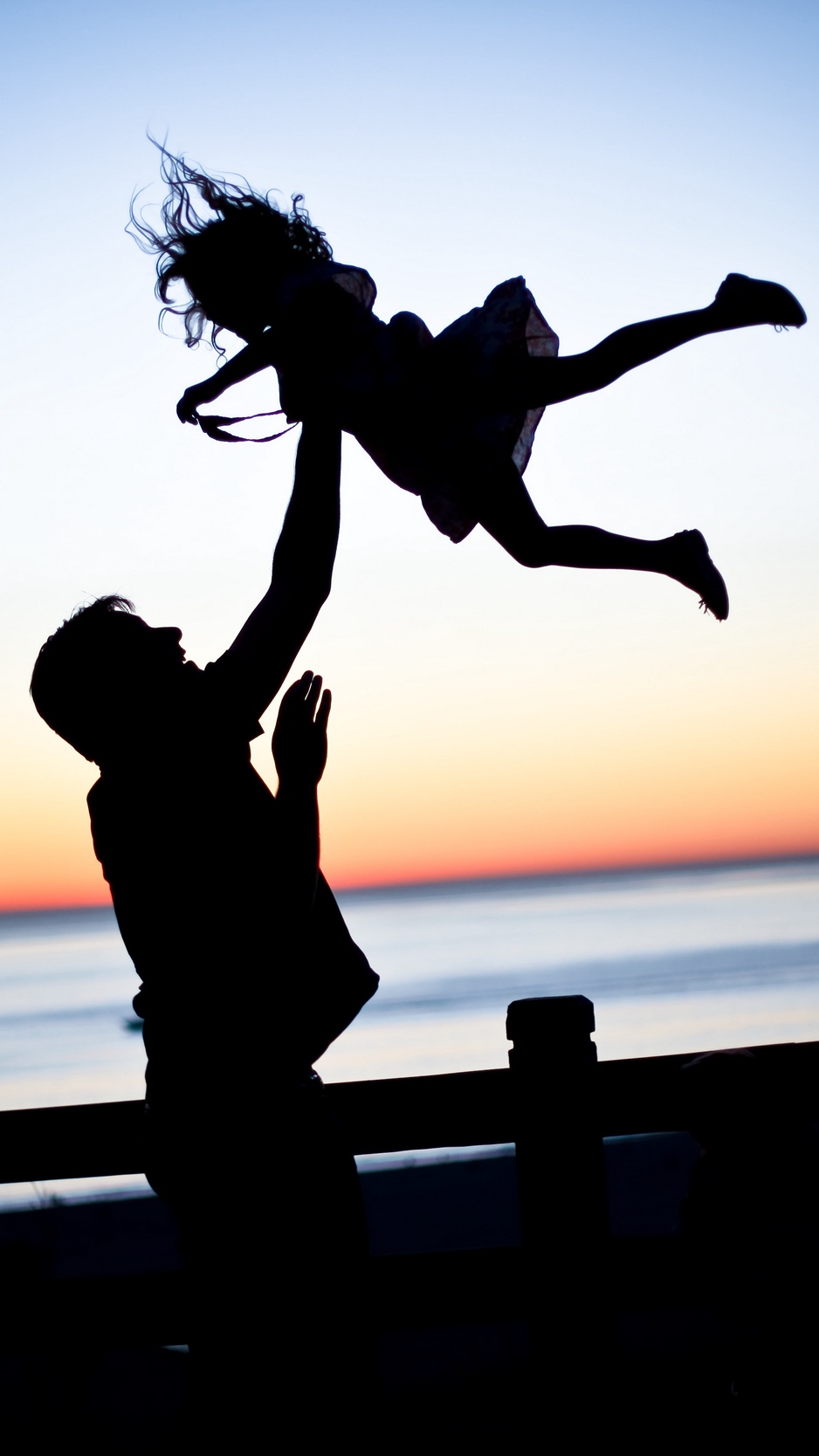 Wallpaper Father, Daughter, Silhouettes, Family, Happiness - Father And Daughter - HD Wallpaper 