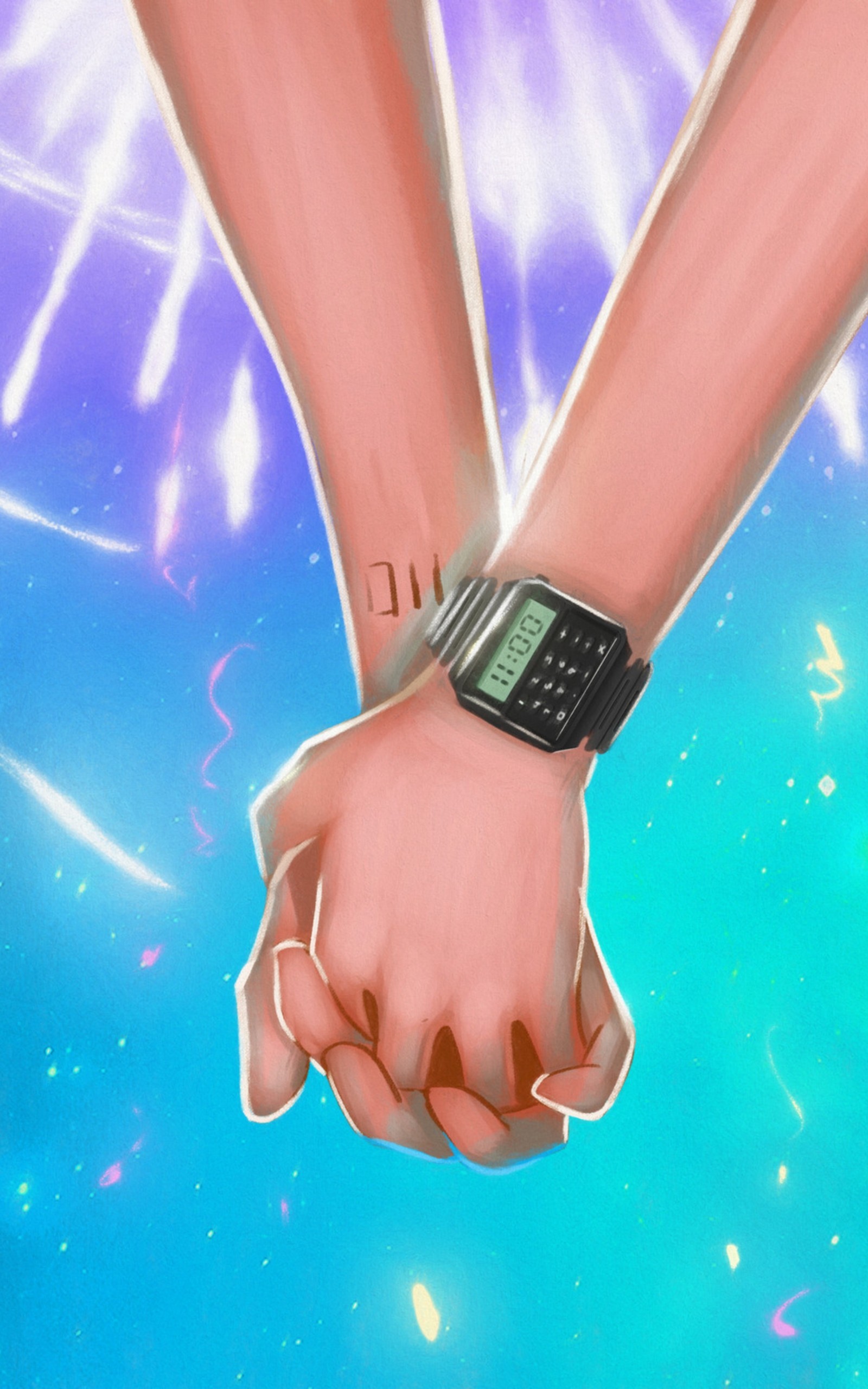 Couple, Holding Hands, Romance, Fireworks - Holding Hands Wallpaper Iphone - HD Wallpaper 
