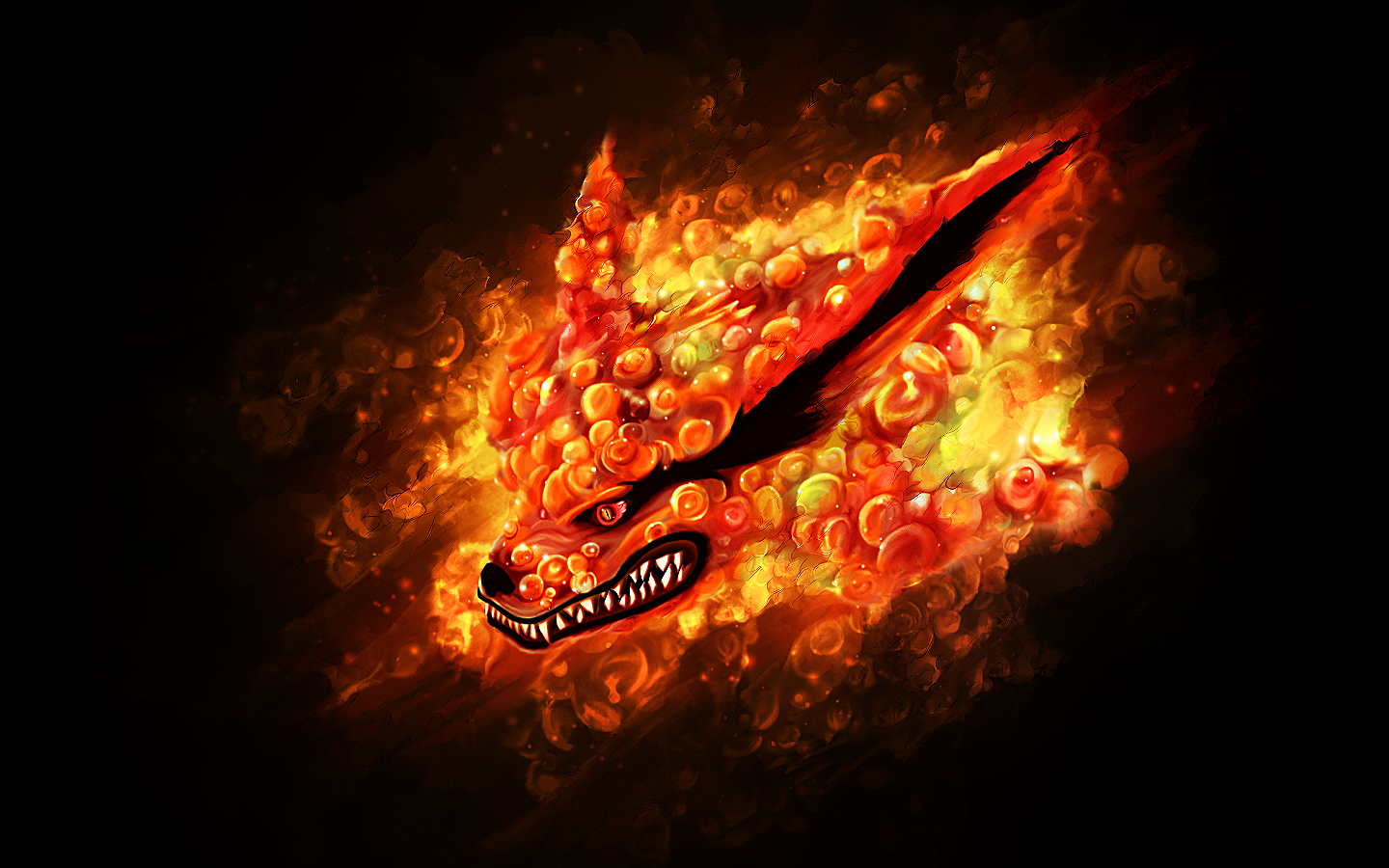 Nine Tailed Fox Naruto Fire - HD Wallpaper 