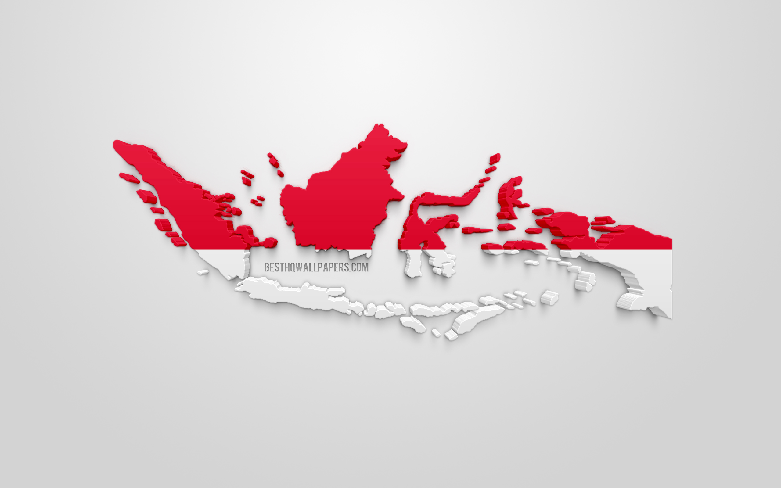 Endonezya 3d Bayrak, Harita Siluet, 3d Sanat, Endonezya - High Resolution Indonesia Map - HD Wallpaper 