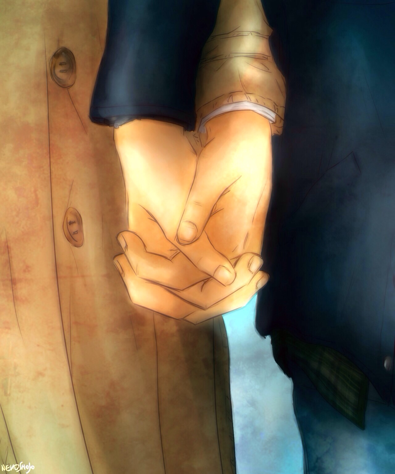 Holding Hands - Dean And Cas Holding Hands - HD Wallpaper 