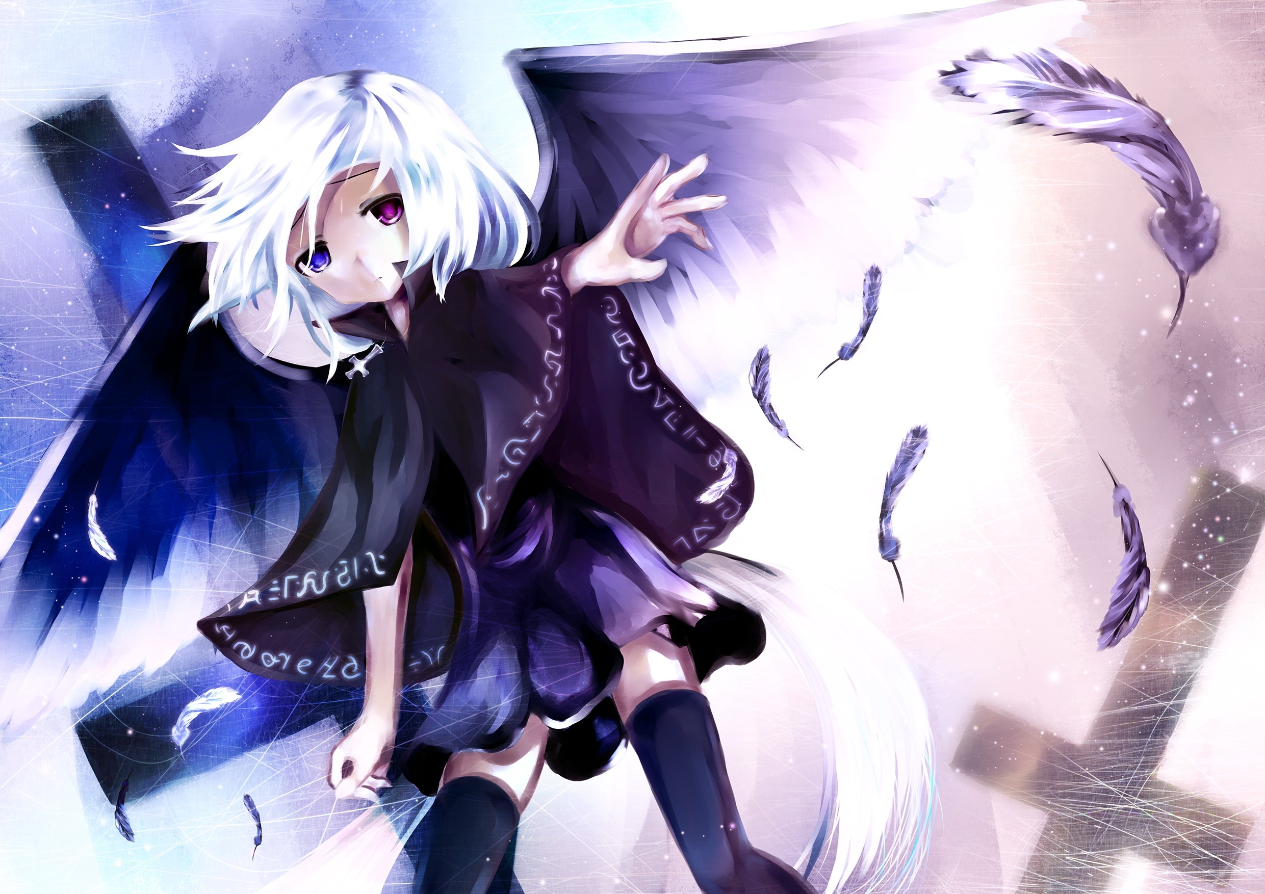 Anime White Hair Blue Eyes - HD Wallpaper 