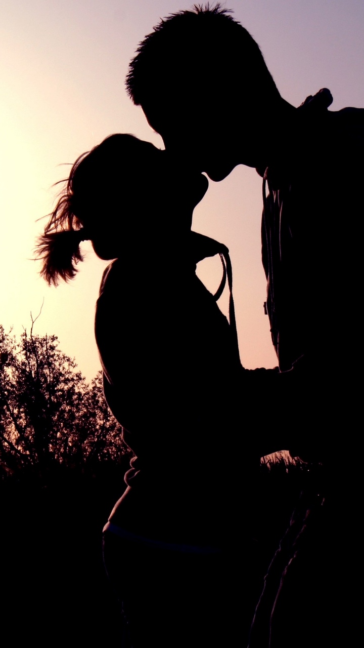 Wallpaper Couple, Shadow, Sunset, Kissing, Hugging, - Couple Shadow - HD Wallpaper 
