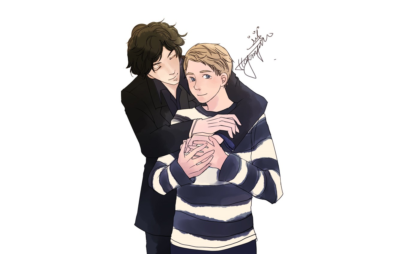 Photo Wallpaper Romance, Art, Hugs, The Series, Sherlock - Sherlock - HD Wallpaper 