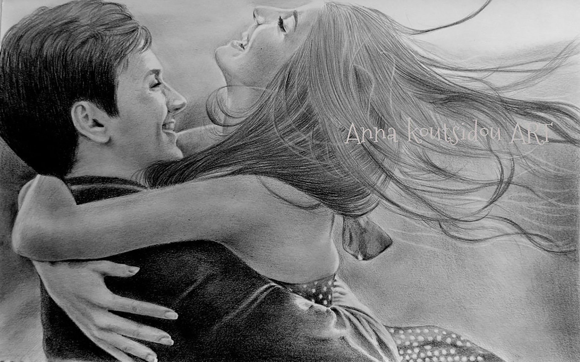 Love Hug Kiss Romantic Pencil Animated Couple Pics - Romantic Cute Couple  Pencil Sketch - 1920x1200 Wallpaper 