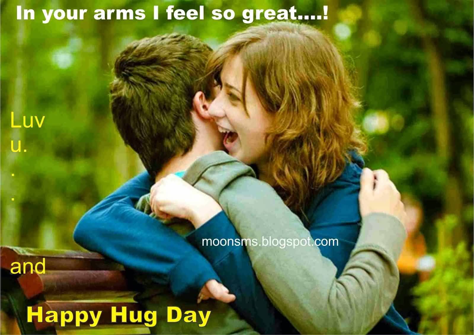 In Your Arms I Feel So Great Happy Hug Day - Hug Day Images For Love Hd - HD Wallpaper 