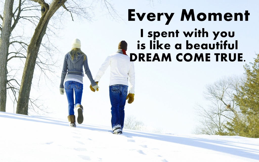 Love Couple Romantic Quotes Wallpapers - Beautiful Love Winter Free - HD Wallpaper 