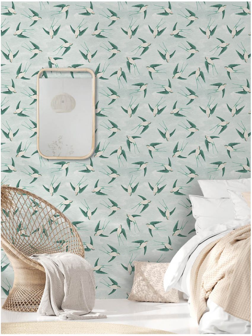 Swallow - Atelier - Papiers Peints Vieux Rose Et Gris - HD Wallpaper 