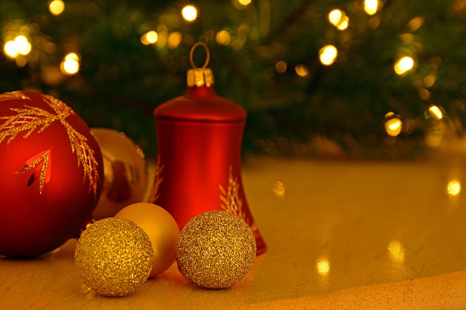 Christmas Jewelry, Advent, Balls, Gold, Red, Sparkle, - HD Wallpaper 