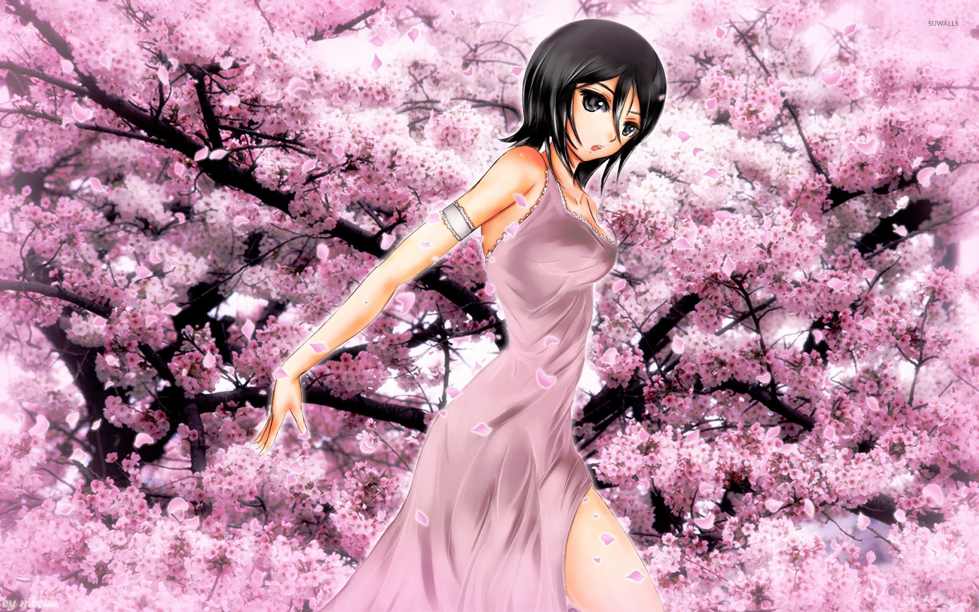 Cherry Blossom Japanese Anime Girl - HD Wallpaper 