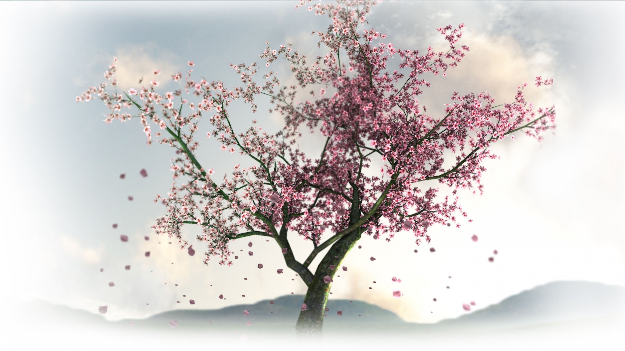 Sakura Tree Art - HD Wallpaper 