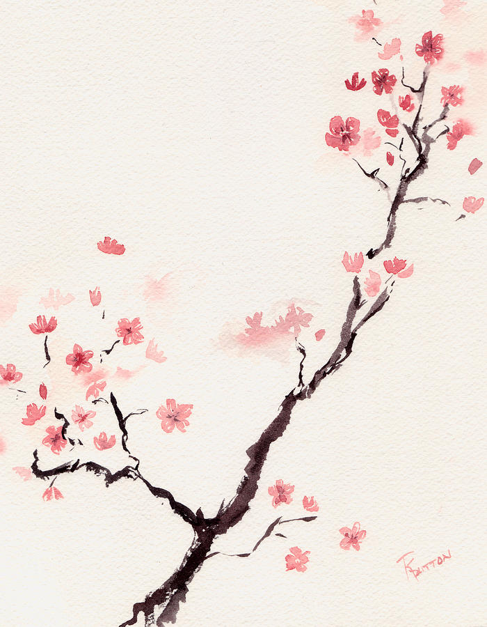 Cherry Blossom Painting - HD Wallpaper 