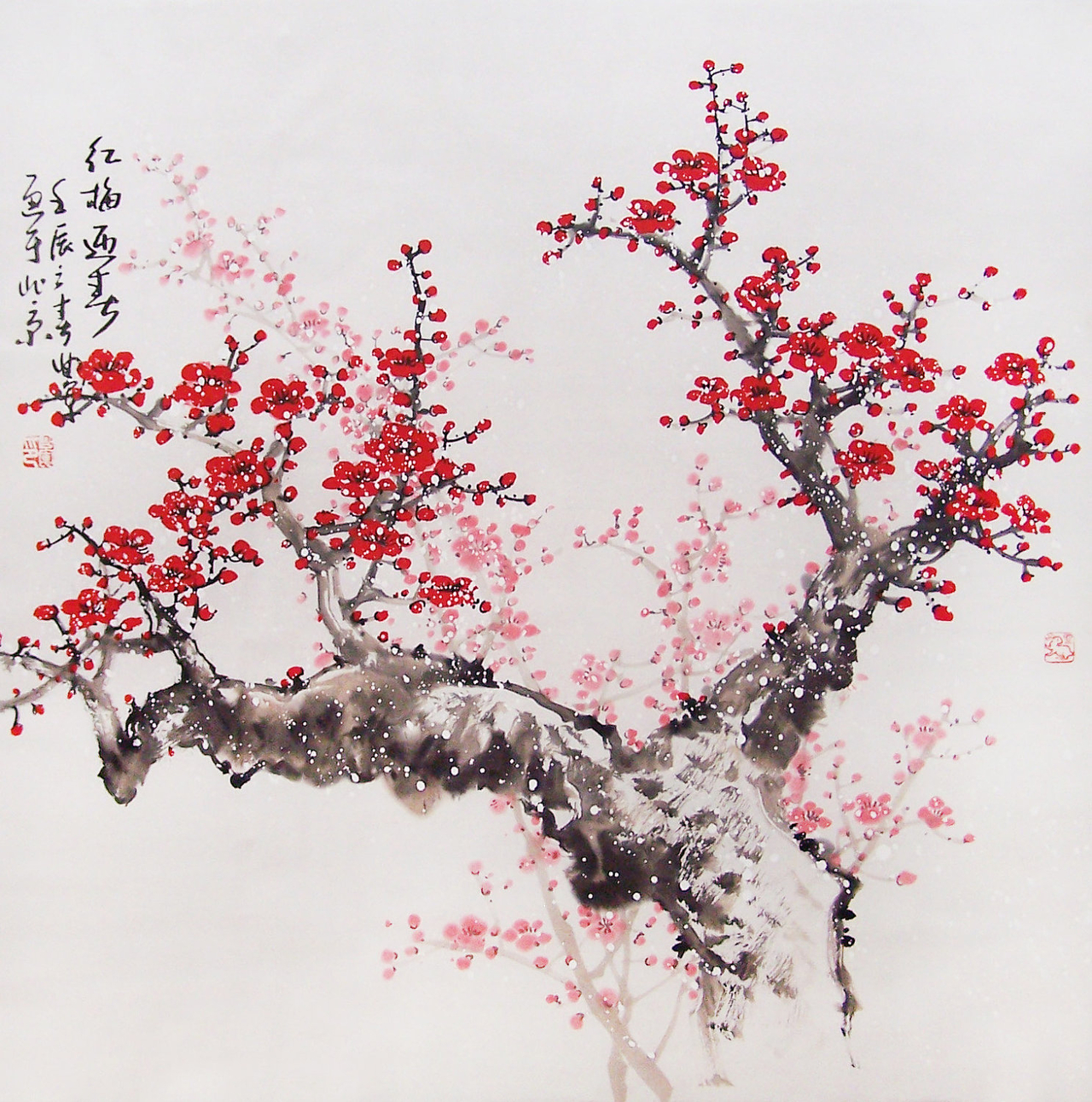 Living A Life In Flower Classic Art Simple - Japanese Cherry Blossom Art - HD Wallpaper 