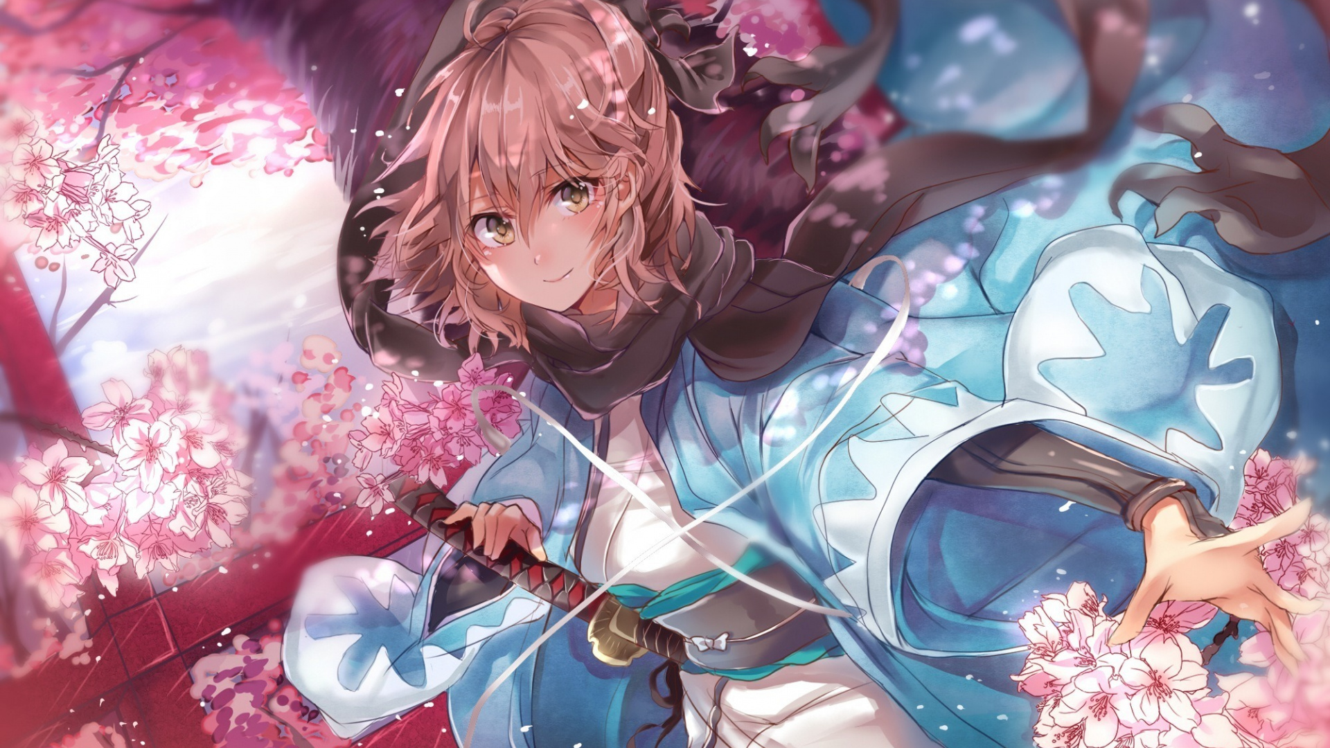 Sakura Saber, Cherry Blossom, Warrior, Fate Series, - Saber Sakura Fate - HD Wallpaper 