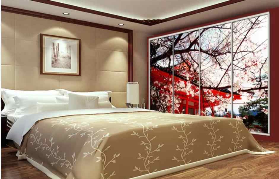 Japanese Style Garden Cherry Blossom Tree Beautiful - Bedroom - HD Wallpaper 