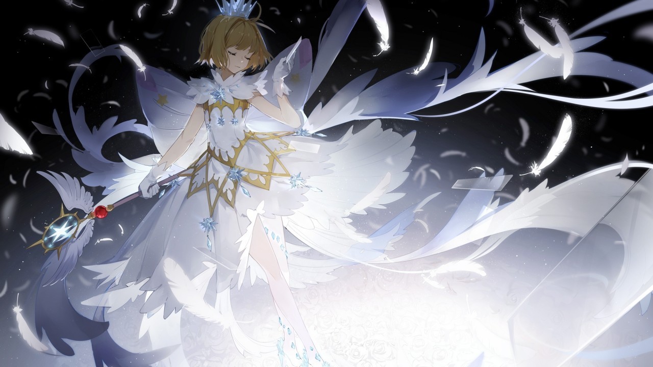 Kinomoto Sakura, Card Captor Sakura, White Dress, Feathers - Cardcaptor Sakura Clear Card - HD Wallpaper 