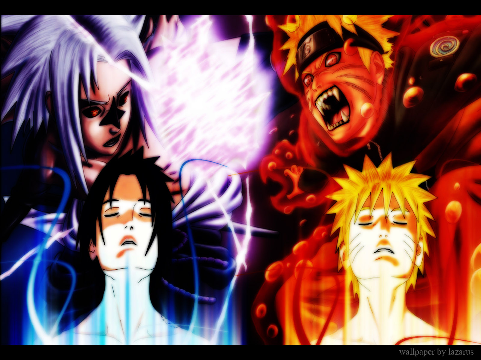 Sasuke Wallpaper - Naruto Kyuubi Vs Sasuke Curse Mark - HD Wallpaper 