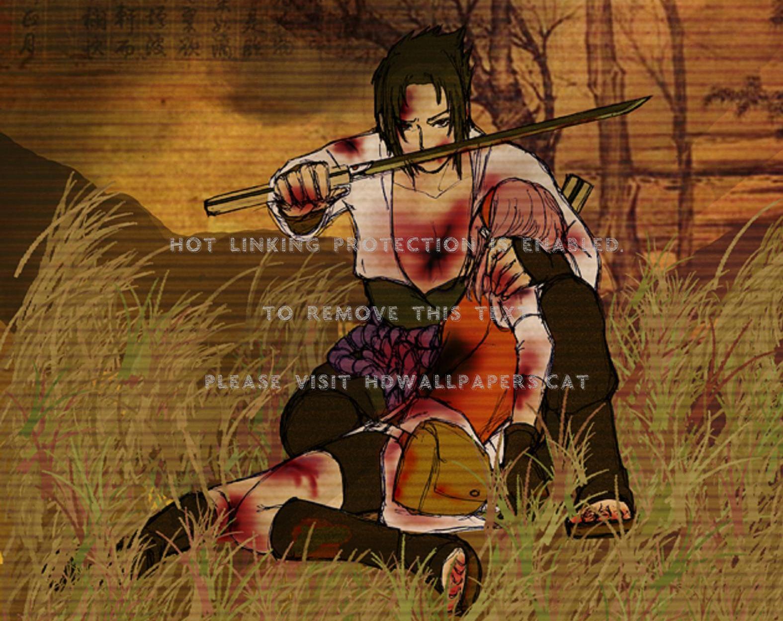 Sasuke & Sakura Shinobi Uchiha Sword Wounds - Sasuke And Sakura Sword - HD Wallpaper 