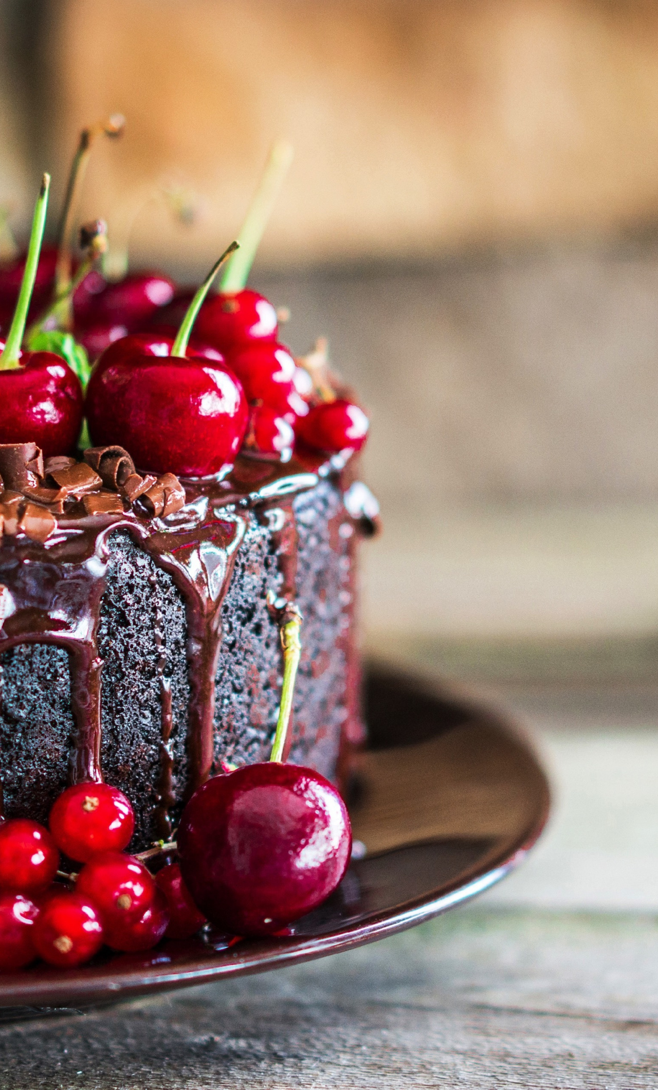 Cherries, Chocolate, Cake, Food, Wallpaper - Iphone Food Wallpaper Hd - HD Wallpaper 