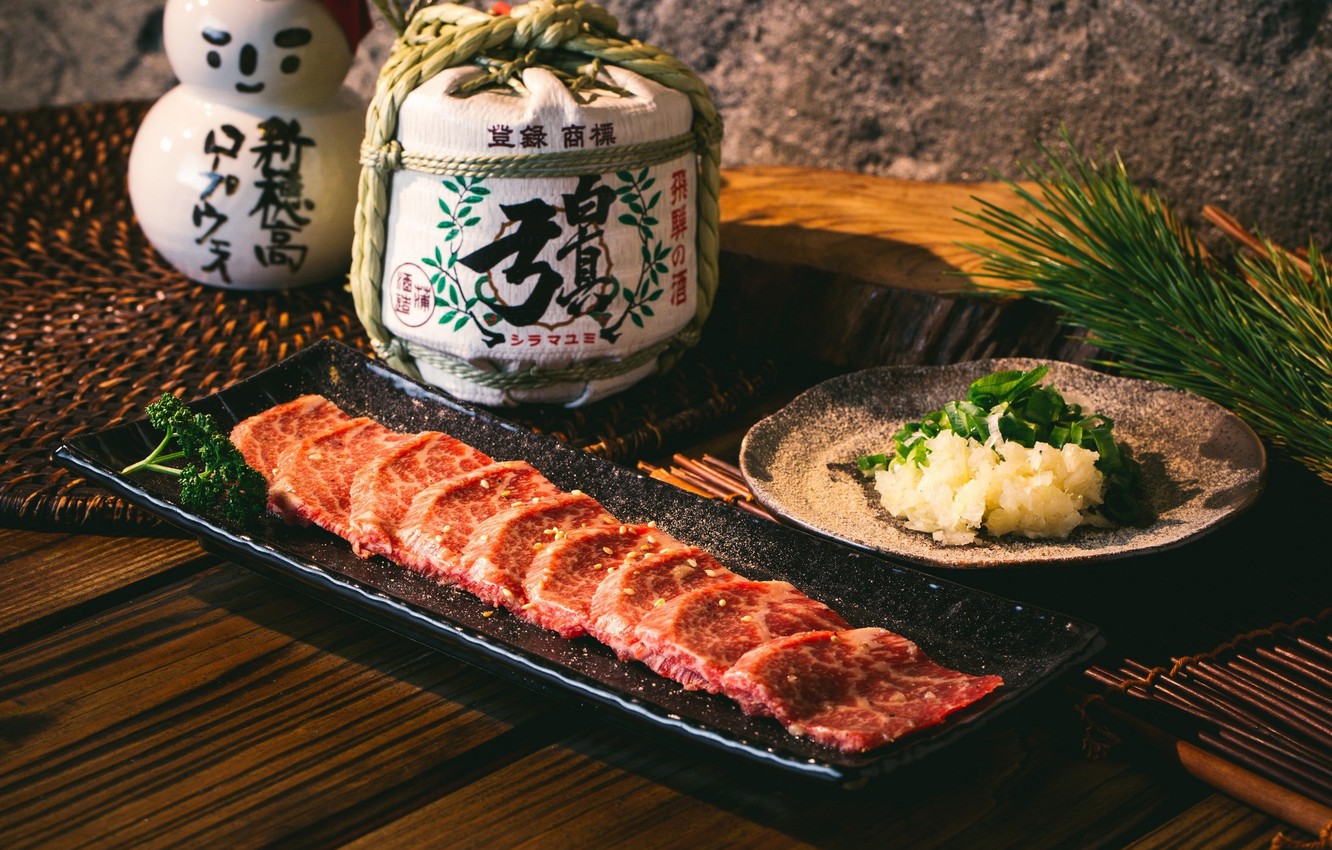 Photo Wallpaper Greens, Bow, Meat, Spices, Serving, - Yakiniku - HD Wallpaper 