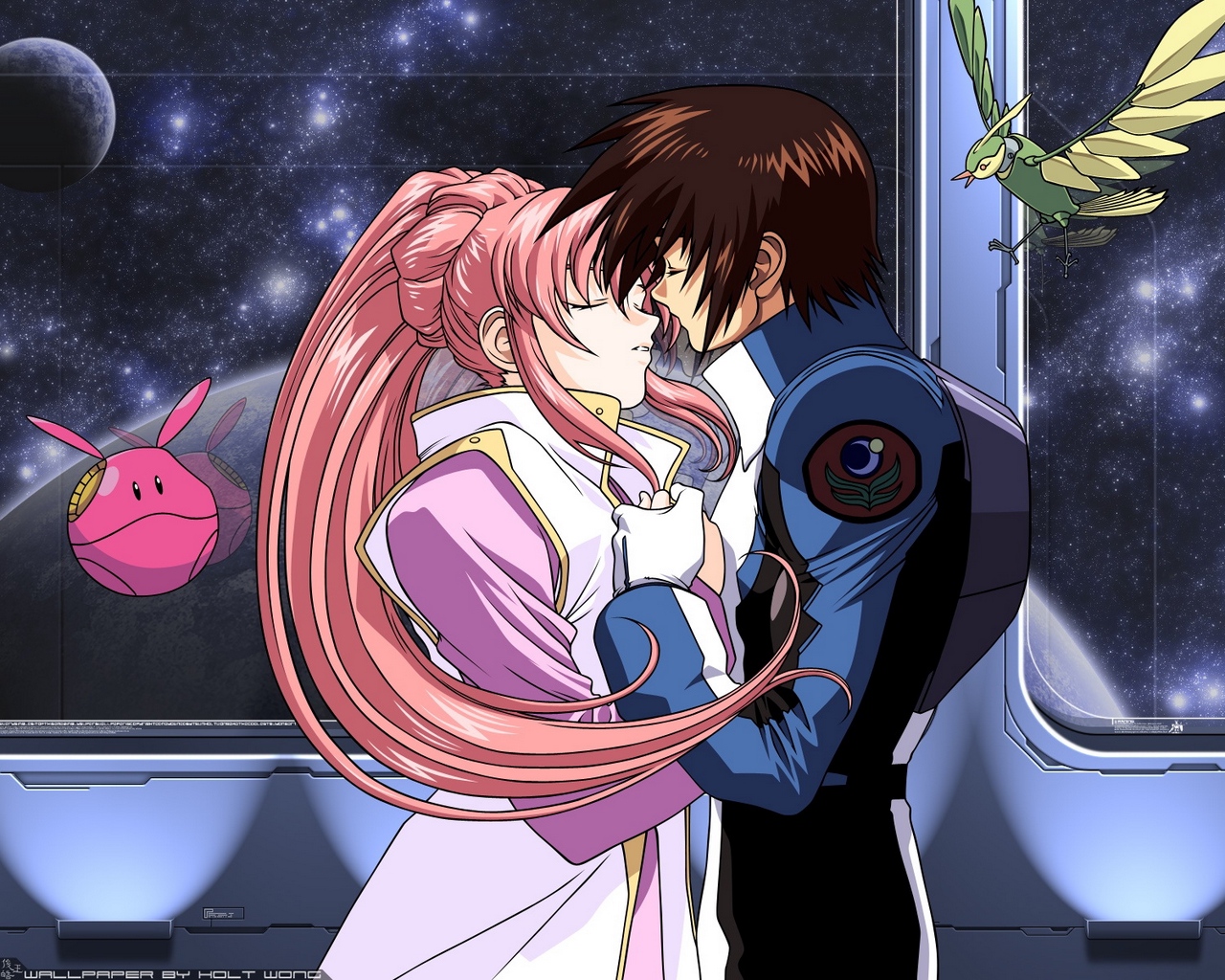 Wallpaper Mobile Suit Gundam, Boy, Girl, Tenderness, - Anime Mobile Suit Gundam Seed - HD Wallpaper 