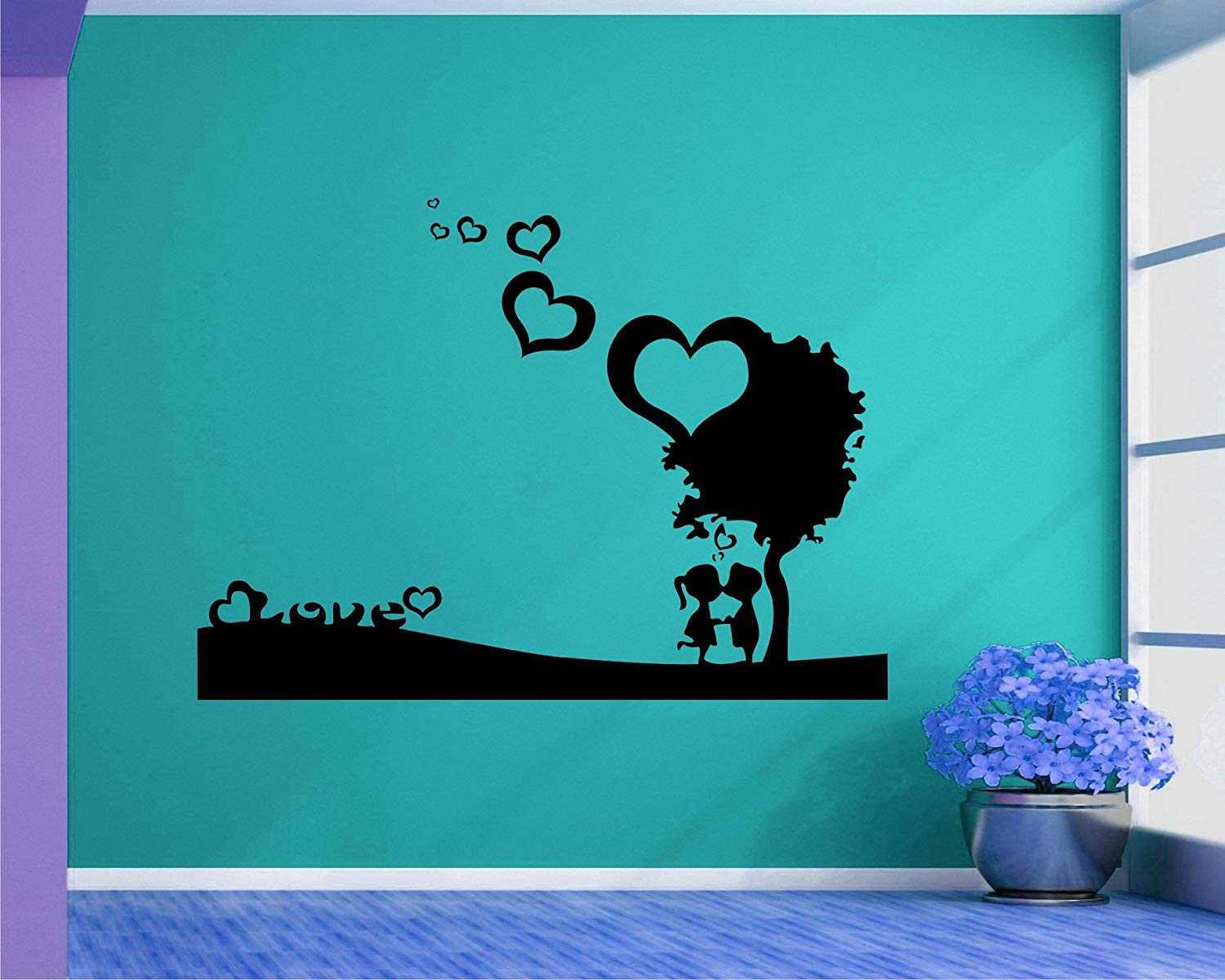 Little Couple Kissing Love Black Wall Decal,wall Sticker - Girlifrend Dilnaam Ka Design - HD Wallpaper 