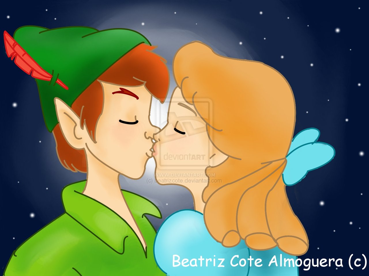 Peter Pan And Wendy Kiss - Drawing Deviantart Peter Pan Wendy - HD Wallpaper 