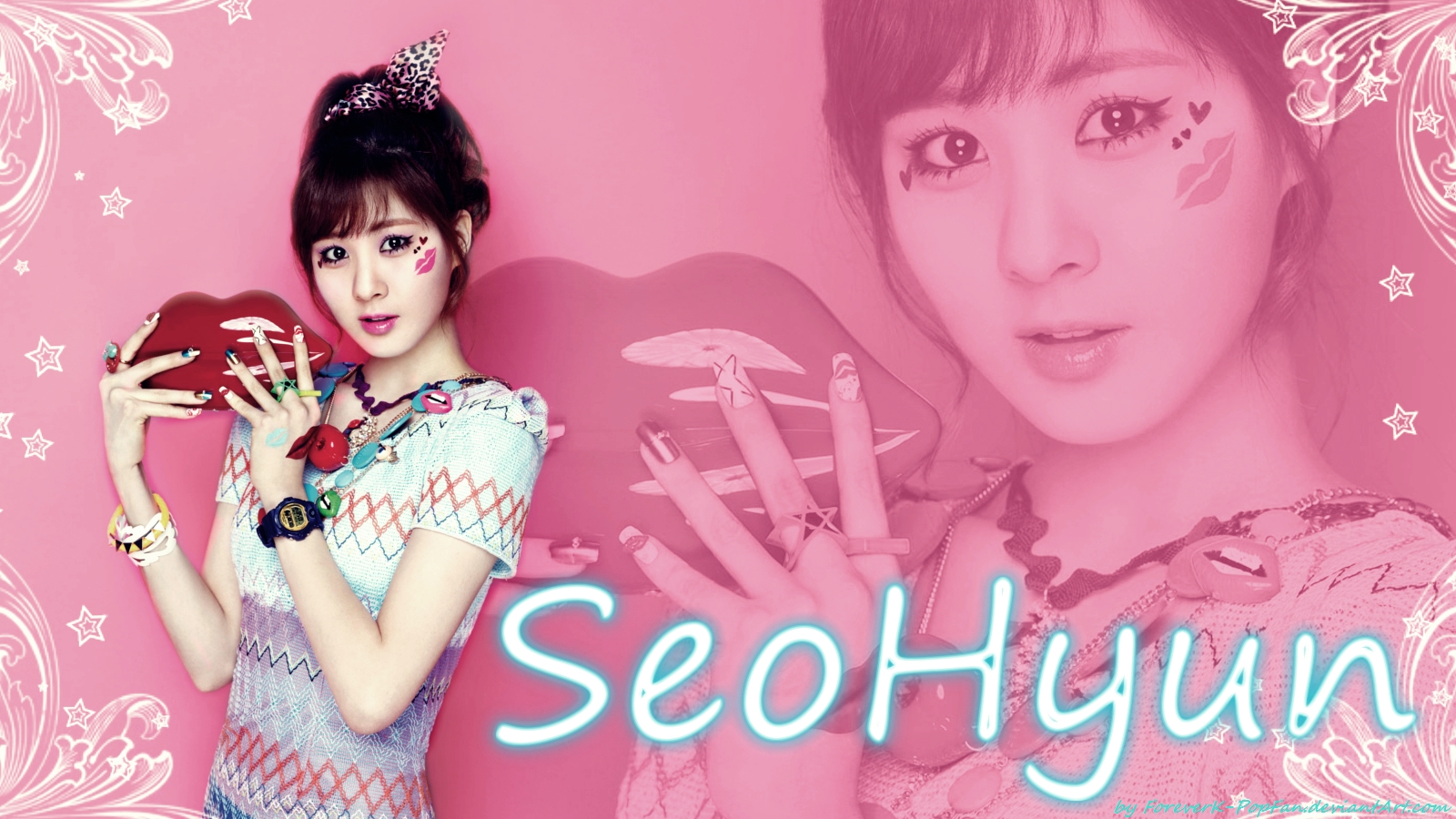 Seohyun Kiss Me Baby-g By Casio - Lulu Guinness Lips White Clutch - HD Wallpaper 