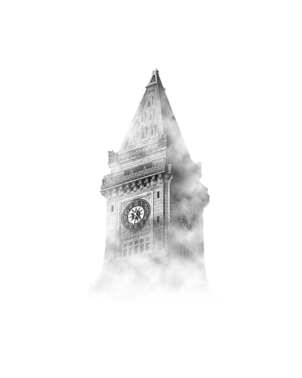 Wall Mural Tower, Landmark And Clock Tower - Black And White Clock Towr - HD Wallpaper 