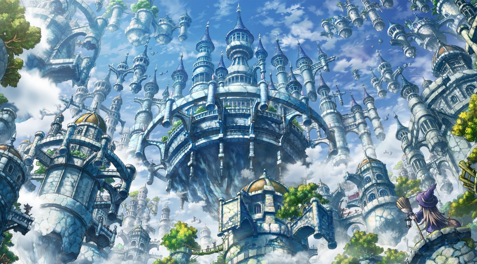 Floating Castle, Fantasy World, Witch, Clouds - Sky Castle Fantasy Art - HD Wallpaper 