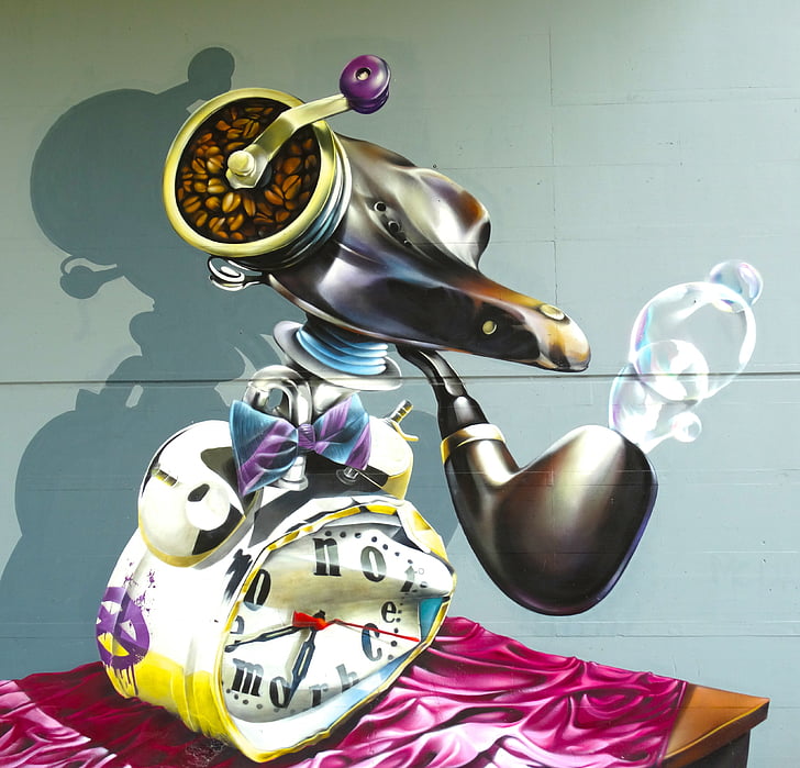 Hand Crank Twin Bell Clock Coffee Grinder Digital Wallpaper - HD Wallpaper 