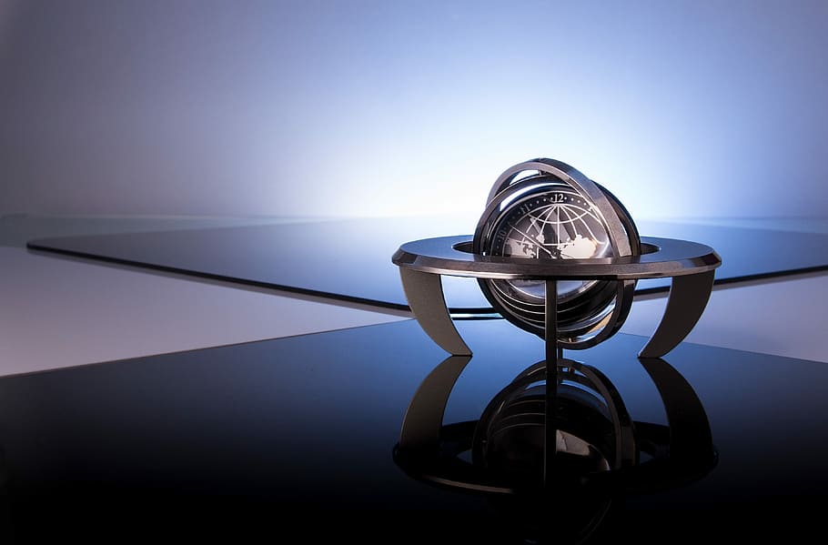 Gray And Black Desk Globe Digital Wallpaper, Clock, - HD Wallpaper 