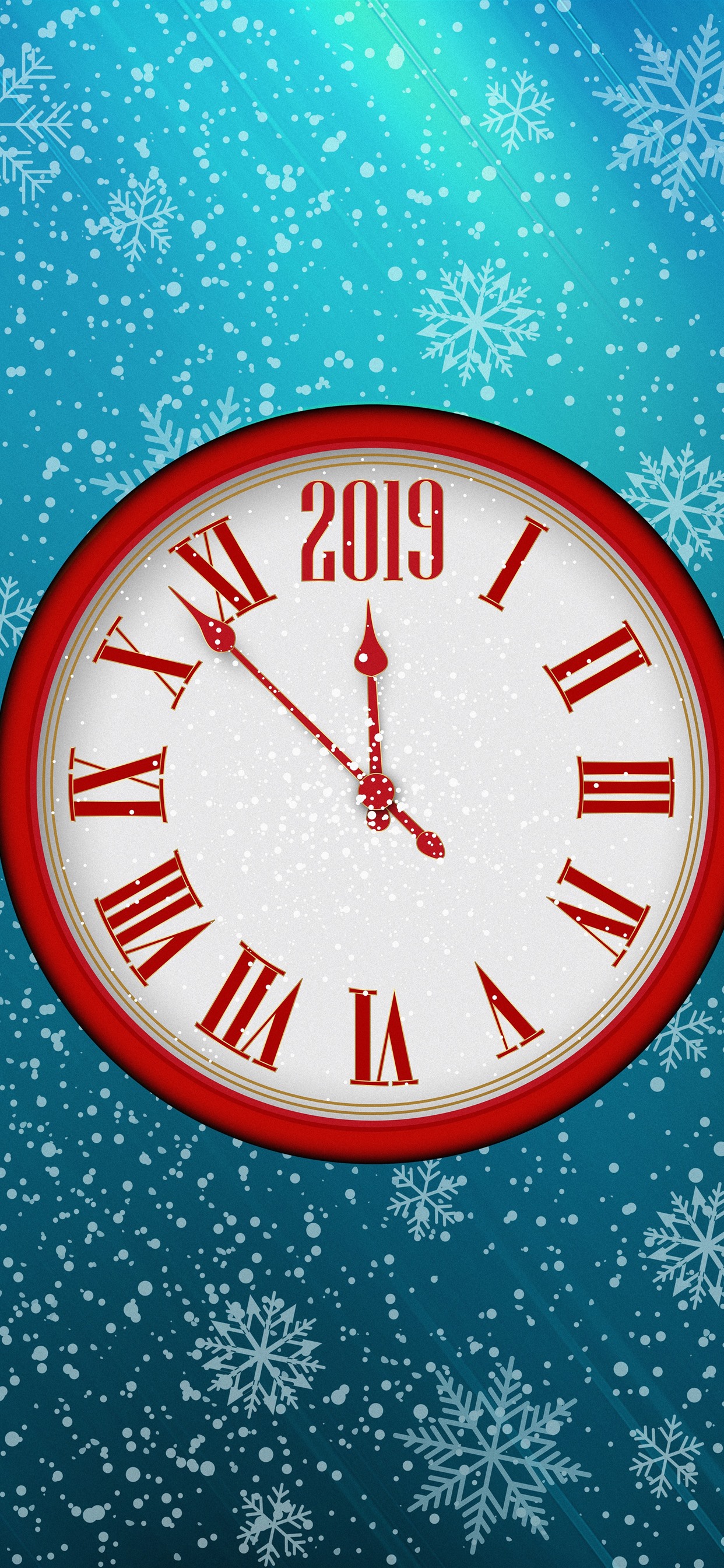 Iphone Wallpaper Clock, New Year 2019, Snowflakes - Happy New Year 2020 Clock Png - HD Wallpaper 