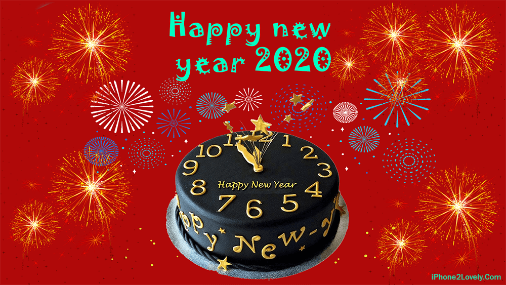 New Year 2020 Cake Clock Wishes Wallpaper - Happy New Year 2020 Images Hd - HD Wallpaper 