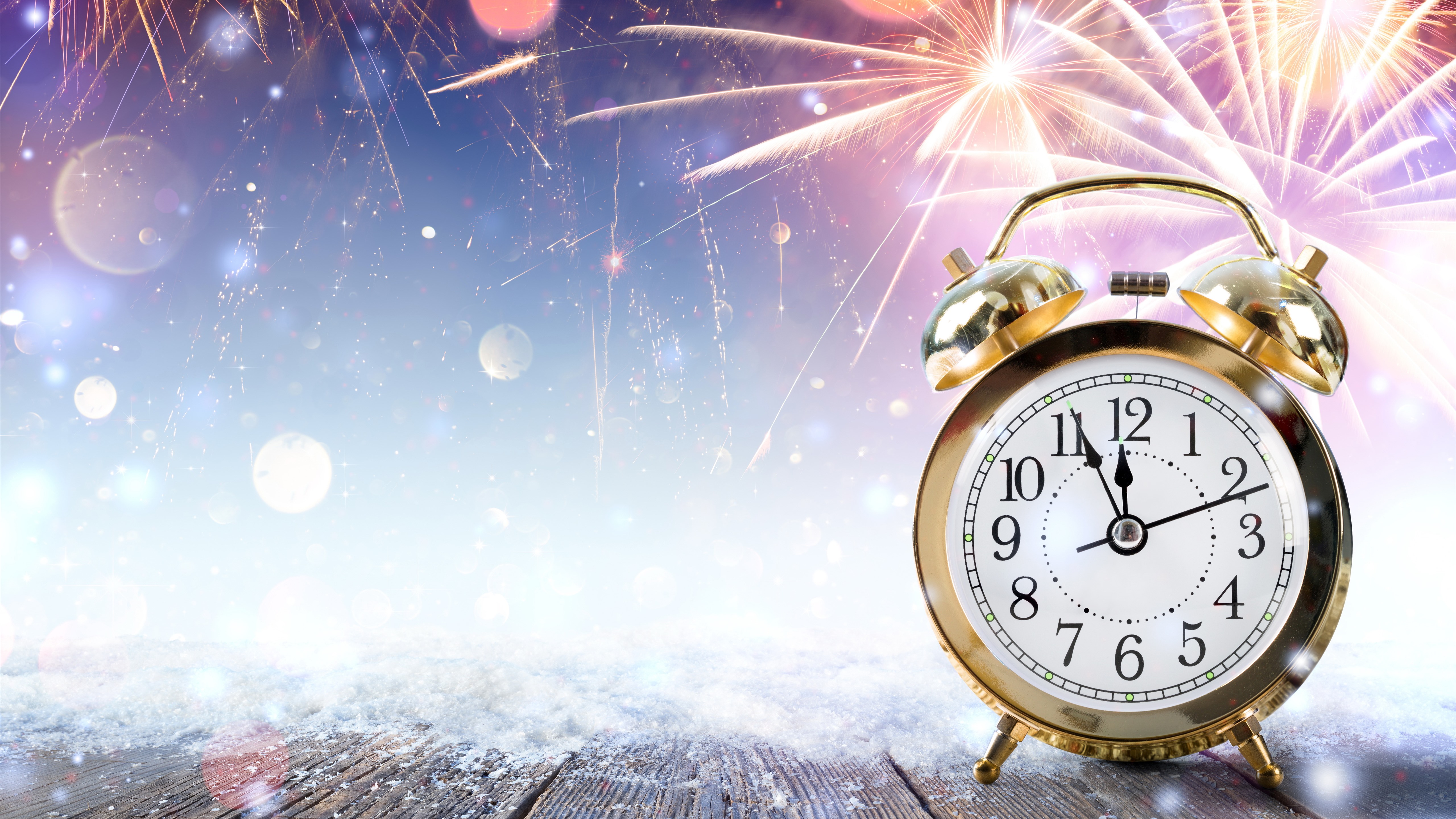 Wallpaper Alarm Clock, Snow, Fireworks, New Year - India New Year Poster - HD Wallpaper 