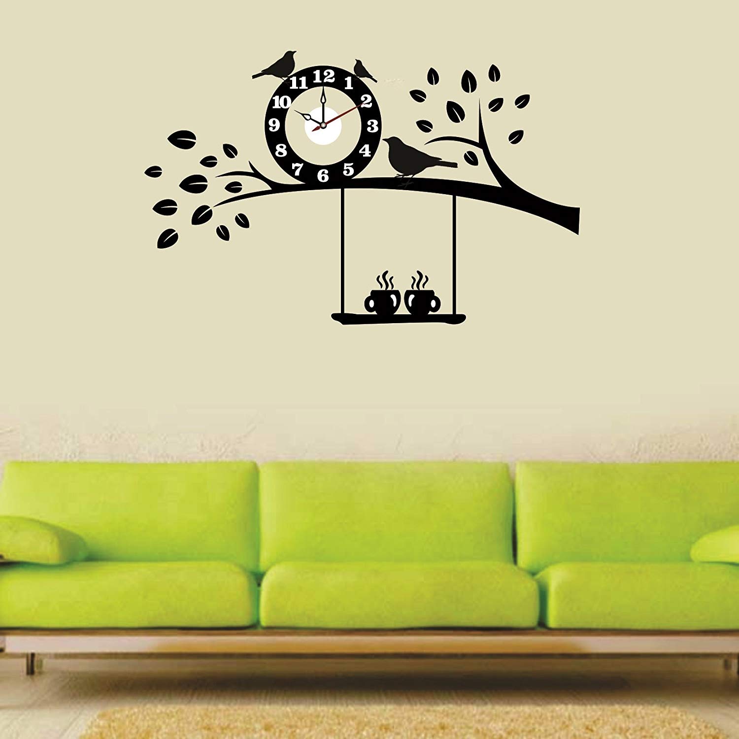 Syga Black Tree And Birds Wall Clock Stickers - Wall Clock With Stickers - 1500x1500 Wallpaper Syga Black Tree And Birds Wall Clock Stickers - Wall Clock With Stickers - 1500x1500 Wallpaper