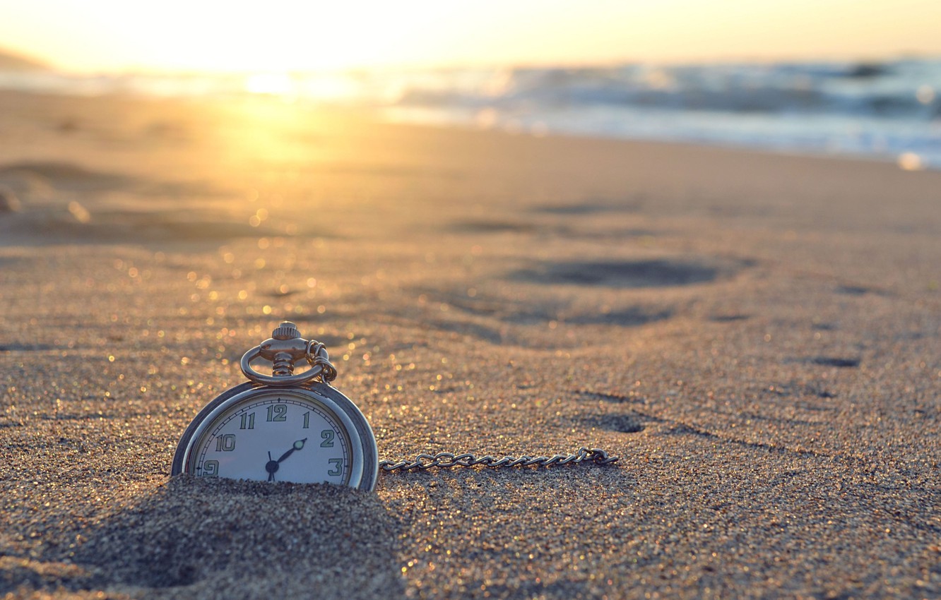 Photo Wallpaper Sand, Sea, Beach, The Sun, Nature, - Watch Time In Nature - HD Wallpaper 